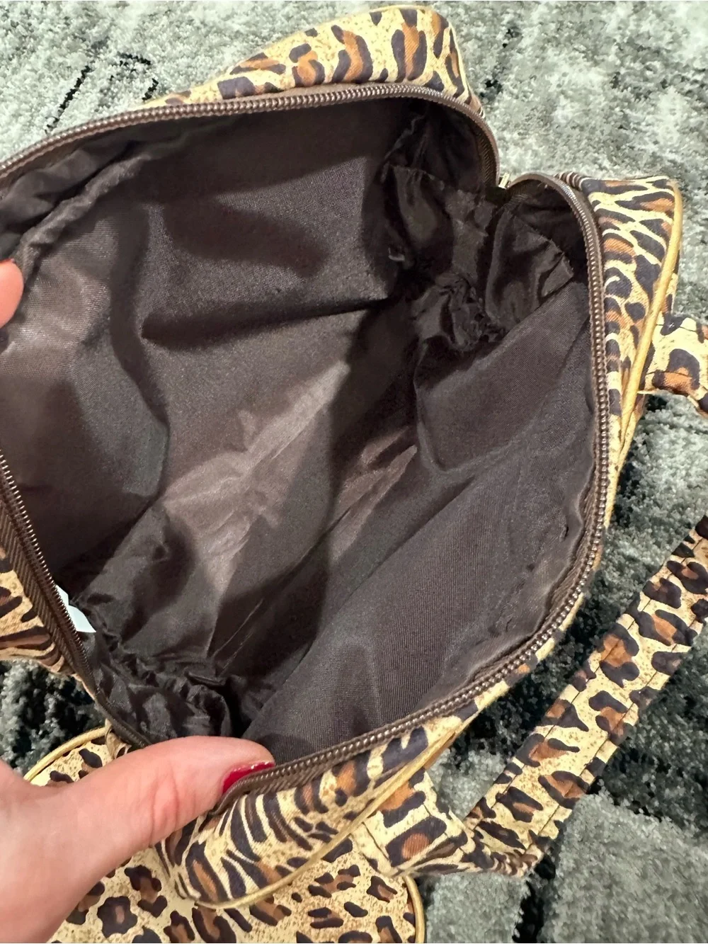 Leopard Print Cosmetic Bag Set - Brown & Black